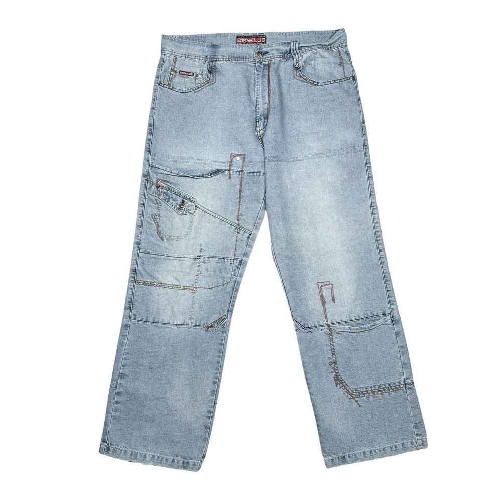 Vintage 212 Blue Denim Jeans - size 38 x 31 - Y2K Baggy Skater Pockets